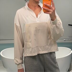 ALO Yoga Cream and White Quarter-Zip Pullover